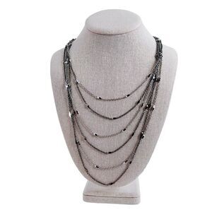 Vintage Multistrand Silver Chain Necklace Grunge Punk Boho Bohemian